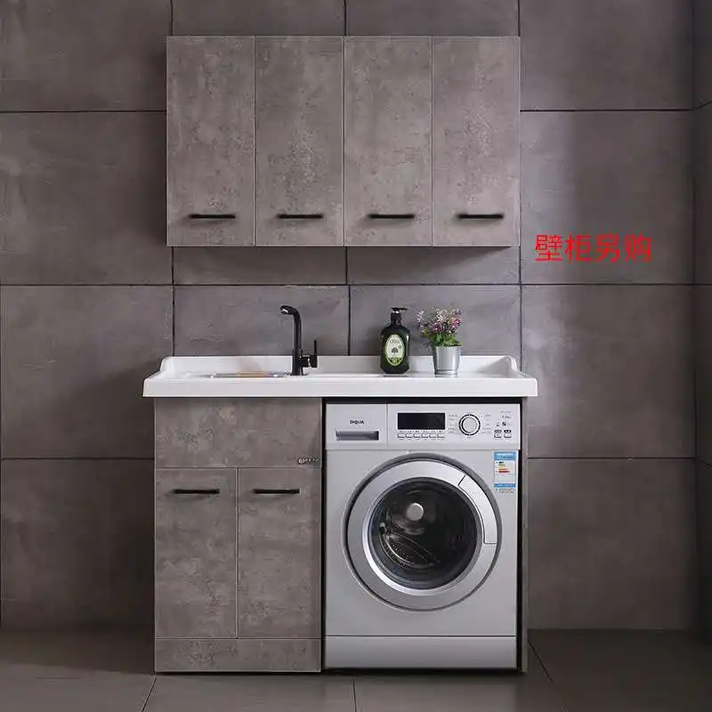 Rolo de varanda para máquina de lavar roupa, parceiro integrado de quartzo pedra cinto de roupas placa combinação mão lavagem armário
