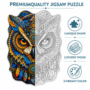 Kakray Nuovo <span class=keywords><strong>Puzzle</strong></span> in Legno a Forma di Gufo, Gioco Educativo 101~500 Pezzi, <span class=keywords><strong>Puzzle</strong></span> con Forme Irregolari, Regalo Antistress Divertente per Età 14+ - Product Image 4