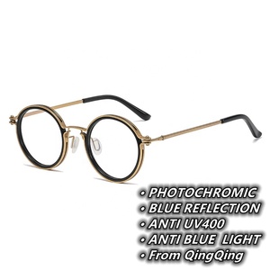 Lunettes Photochromiques Rondes Vintage en Métal Anti-Reflet Bleues pour Hommes, Monture Florale Marron, Style Punk Noir, <span class=keywords><strong>Antireflet</strong></span> Photogray 2026 - Product Image 3