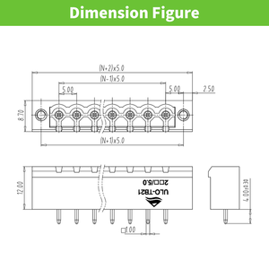 Bloques de terminales enchufables con tuerca de conector eléctrico para PCB con paso de 5.0 mm - Product Image 3