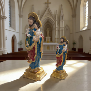 Estátua Religiosa Personalizada de São José Segurando o Menino Jesus em Resina para Artigos Religiosos Católicos Fornecedor de Igreja - Product Image 2
