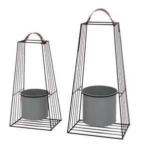 Trade assurance outdoor metal wire round foldable flower pots planters hanging pot vertical garden seeding tray