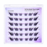 Extensions de cils auto-adhésives sans colle, 8-12 mm, naturelles, semi-faites à la main, 6 rangées, faciles à appliquer, faux cils