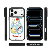 Coque de téléphone AG Feeling Black Edge avec motif petit ours doré pour iPhone 17, 17 Pro Max, 16 Pro, 15, 15 Pro Max – Coque magnétique