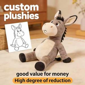 Peluche âne mignonne personnalisée avec oreilles tombantes et <span class=keywords><strong>sabots</strong></span> doux, corps en polaire ultra doux, idéale pour <span class=keywords><strong>les</strong></span> enfants, souvenirs abordables, fabriquée sur commande - Product Image 1