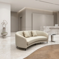 Canapé de salon commercial moderne en cuir PU, forme ovale, deux places, sur mesure, pour hall d'hôtel de luxe
