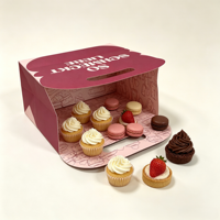 Sacs en papier imprimés colorés avec poignées, logo personnalisé, boîte d'emballage cadeau pour desserts, OEM ODM pour boulangerie, pâtisserie, cadeaux