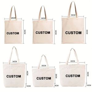 Custom Eco-Friendly Canvas <b>Tote</b> Shopping Bag Zipper Closure Customizable Printed Cartoon Design for Travel with Custom Logo - Product Image 4
