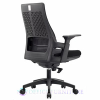 Chaise de bureau ergonomique moderne à dossier haut en maille avec accoudoirs fixes, support lombaire, pivotante, réglable en hauteur, pour visiteurs
