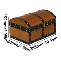 Coffre de pirate vintage sur mesure avec couvercle à charnières, boîte de rangement en bois décorative pour l'artisanat du bois, boîtes en bois, enseignes murales, boîte à jouets
