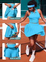 Ensemble de soutien-gorge de sport 2 pièces pour femme, couleur contrastée, respirant, séchage rapide, golf, pickleball, soutien intégré, poches, personnalisable