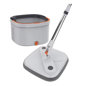 Juego de fregona plana de microfibra ecológica con poste de acero telescópico <span class=keywords><strong>para</strong></span> cubo de fregona giratoria <span class=keywords><strong>para</strong></span> limpieza de arañazos <span class=keywords><strong>para</strong></span> uso doméstico - Product Image 2