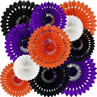 Guirlande de ventilateurs ronds en papier nid d'abeille pour Halloween, décoration de fête, d'anniversaire, de mariage ou de baby shower