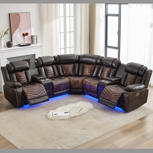 Sofá Modular de Esquina Reclinable <span class=keywords><strong>El</strong></span>éctrico Moderno de Fábrica, de Cuero, con Consola de Masaje, Altavoz Bluetooth, Luz LED, para Cine en Casa - Product Image 5