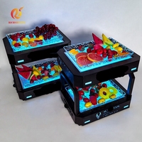 Plateau de service LED en métal avec logo personnalisé Richshining, 3 étages, plateau lumineux pour fruits et en-cas, plateau à dessert pour mariage, bar ou club