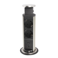 Ổ Cắm Rút Lại UK/EU/US/AU Của Tháp Bàn Và 2 Ổ Cắm Sạc USB Bật Lên