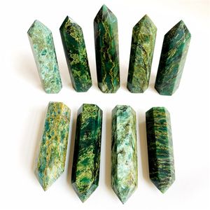 Torre de cuarzo de cristal verde tallado a mano Natural, Varita de puntos de <span class=keywords><strong>Esmeralda</strong></span> para decoración de regalo, venta al por mayor - Product Image 1