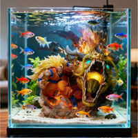 Figura de PVC de Goku Super Saiyan 3 de Dragon Ball LS, Adorno para Acuario, Decoración para Pecera
