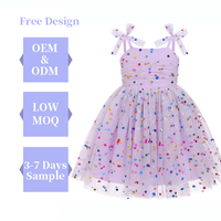 Robe de princesse à pois colorés personnalisable pour filles, robe de fête pour bébé, mode, été 2025