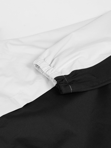 Men's Black And White Waterproof <b>Rain</b> <b>Jacket</b> With High Collar And Elastic Cuffs For Outdoor Hiking And Travel Raincoats - Product Image 5