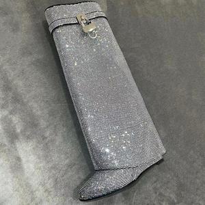 Botas brillantes de lujo, botas de cuero suave de alta calidad, botas hasta la rodilla a la moda para mujer, botas con diseño de hebilla con cierre de Metal - Product Image 2