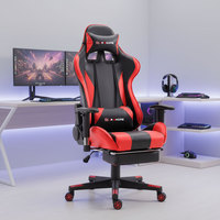 Chaise de jeu moderne pivotante en cuir PU de haute qualité avec hauteur réglable, vérin à gaz 3 positions, accoudoirs réglables et éclairage LED