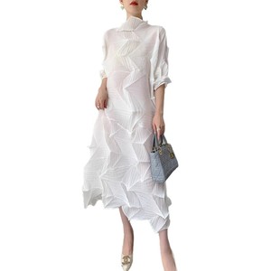 ชุดเดรสผ้าโพลีเอสเตอร์จีบเพชรทรงหลวมสำหรับผู้หญิงไซส์ใหญ่ ชุดสำหรับคุณแม่ กระโปรงทรงอิสซีย์ มิยาเกะ ทรงไม่สมมาตร รุ่นสำหรับการค้าต่างประเทศ - Product Image 5