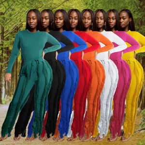 Conjunto de pantalones informales de manga larga con borlas para <span class=keywords><strong>mujer</strong></span>, conjunto de 2 piezas de moda, C0609TA1 - Product Image 2