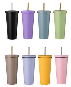 Tasse à eau sous vide 500ml Bouteilles froides et chaudes Gobelets en <span class=keywords><strong>acier</strong></span> inoxydable Tasses avec bord doré - Product Image 2