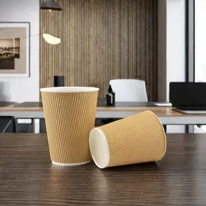 Copos de papel de café revestidos de PLA verde descartáveis biodegradáveis personalizados Virtudes Vaso de Papel Ecologicamente correto