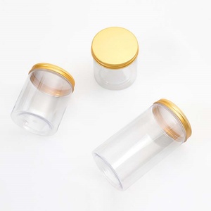 Food Grade Clear <b>Plastic</b> Pet Storage <b>Jar</b> 2 oz 4 oz 8 oz 12 oz 16 oz PET <b>Plastic</b> Cosmetic <b>Jar</b> with Gold Aluminium Lid - Product Image 1