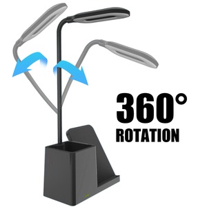 Lampe de bureau à charge sans fil avec support pour stylo, bras flexible, gradation tricolore, commande tactile, chargeur sans fil 3-en-1 15W, design moderne - Product Image 6