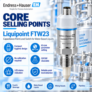 Endress+Hauser Liquipoint FTW33 Interruptor de Nivel Capacitivo Conductivo de Punto, Sensor Higiénico de Espuma de Montaje Empotrado, Precisión del 0.1% - Product Image 5