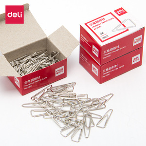 Deli Triangle Paper Clips No.0051 3# Metal 100 Pieces Per Box Office Supply - Product Image 1