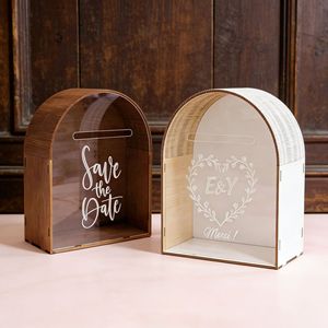 Boîte cadeau transfrontalière en bois pour cartes de vœux de mariage, boîte aux lettres de mariage créative en forme d'arche, décoration de fête. - Product Image 2