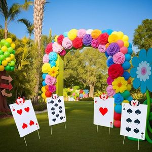 Decoraciones para Fiesta de Alicia en el País de las Maravillas, Decoración de Fiesta de la Reina de Corazones, 4 Piezas de Señales de Jardín de Soldados de la Reina con Estacas - Product Image 6
