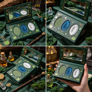 <span class=keywords><strong>Palette</strong></span> Ombretti Portatile 3 Tonalità <span class=keywords><strong>con</strong></span> Specchio Integrato, Wizard Retro Green, per Feste, Cosplay e Trucco Scenico OEM ODM - Product Image 4