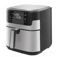 Vente de haut rang 6.5 litres 7L 8L 8.5/9 litres wifi intelligent intérieur métal rapide en acier inoxydable numérique électrique visible 1800W friteuse à Air