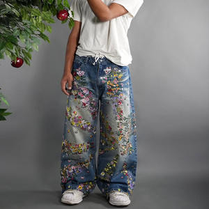 Custom Men's <strong>Jeans</strong> High Quality Men Floral Embroidered <strong>Jeans</strong> Pants For Men Embroidery <strong>Denim</strong> <strong>Jeans</strong> Unisex - Product Image 1