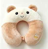 Oreiller de voyage en mousse à mémoire de forme en forme de U, motif canard de dessin animé mignon, en peluche douce, portable pour la sieste au bureau, en avion ou en voiture
