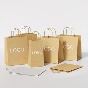 Bolsa de Papel Kraft con Impresión de Logotipo Personalizado, Envío Rápido, para Empaque y Entrega de Comida para Llevar, Compras y Promociones - Product Image 1