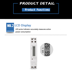 Medidor de consumo de energía eléctrica monofásico, carril Din LCD Digital, vatímetro <span class=keywords><strong>Kwh</strong></span> 5-32A AC 50Hz - Product Image 4