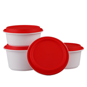 <b>Lockable</b> Round Lunch <b>Box</b> With Plastic Lid 200Ml 250Ml 300Ml 750Ml Anti Theft Buckle Microwaveable Disposable Takeaway Bowl - Product Image 2
