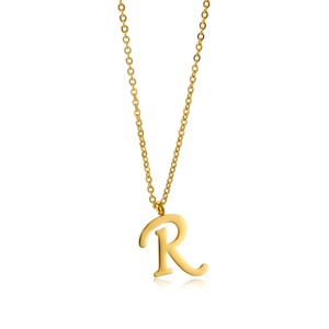New <b>Initials</b> Gold Plated Stainless Steel Fashion Letter R Charm <b>Pendant</b> Jewelry - Product Image 1