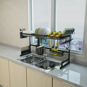 Égouttoir de vaisselle en acier inoxydable, pour le rangement de la cuisine, étagère, approvisionnement d'évier, vente en gros