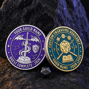 Moneda de desafío de juego en relieve 3D personalizada, de aleación de zinc esmaltada, de doble cara, fundida a presión, con impresión tipográfica, para Club de Esports y Guild Quest - Product Image 1