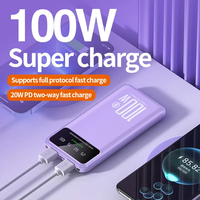 Nouvelle Arrivée Vente en Gros Batterie Externe Ultra Mince Mini à Charge Rapide 10000MAH avec Support Logo Personnalisé Chargeur Portable Blanc Noir