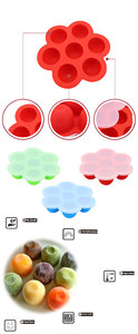 Hộp Đựng Thức Ăn Cho Em Bé Bằng Silicon 7 Lỗ Khuôn Nướng Trứng Bằng Silicon Khay Đá Nửa Quả Bóng Bằng Silicon Có Nắp Trong - Product Image 3