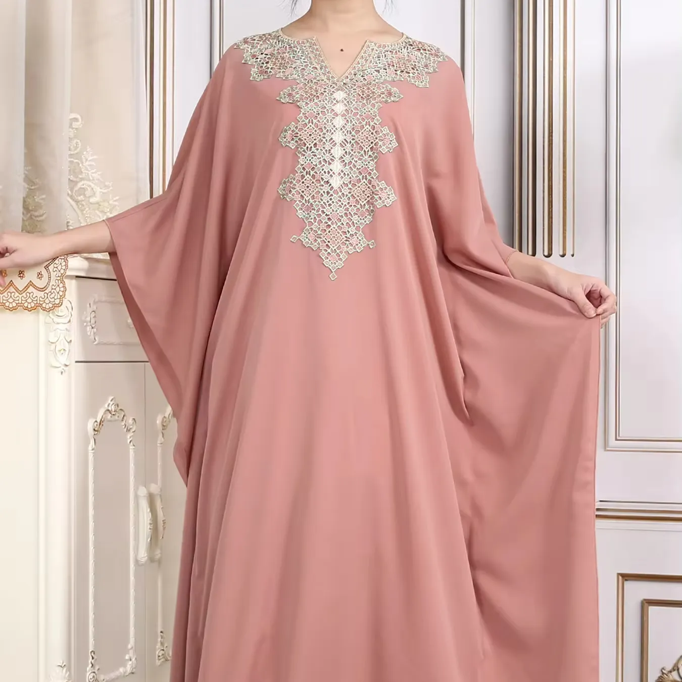 ファッショナブルなデザイン中東女性ドバイファンシードレスアバヤイスラム教徒プロムロングマキシドレス