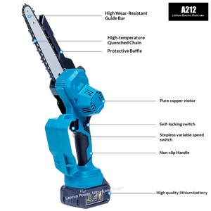 Scie à chaîne sans fil haute vitesse 8 pouces, sans balais, à rotor externe, rechargeable, portable, pour l'abattage domestique, de haute qualité - Product Image 4